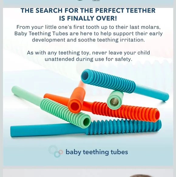 Baby Teething Tubes - Blue & Mint Colors - Picture 5 of 6